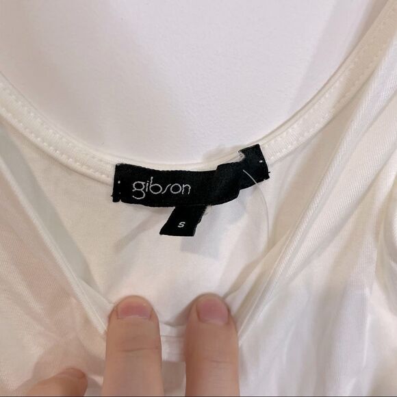 Gibson Basic Solid Soft Stretchy Sleeveless Tank Top Bodysuit Leotard in White - Picture 4 of 6